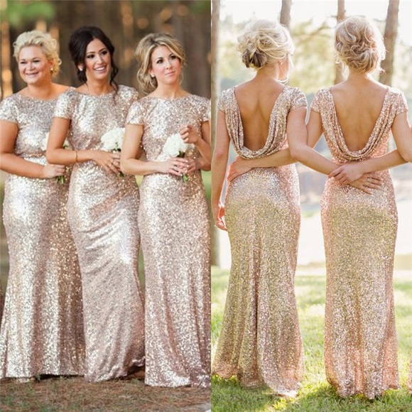 Sorella Vita Gold Sequin bridesmaid dress - Picture 1 of 2